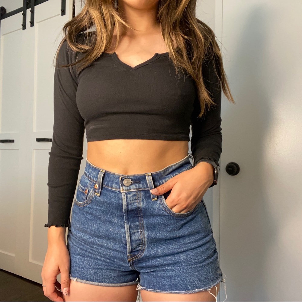 ASOS Black Long Sleeve Crop Top